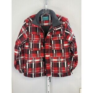 Mountain Warehouse Goose Ski Jacket Kids 11-12 Red Plaid Waterproof Snow Coat